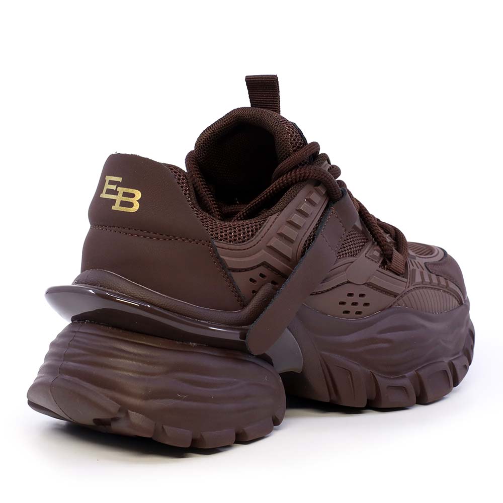 Sneakers chunky femei Enzo Bertini maro din piele și textil 3862DP181M