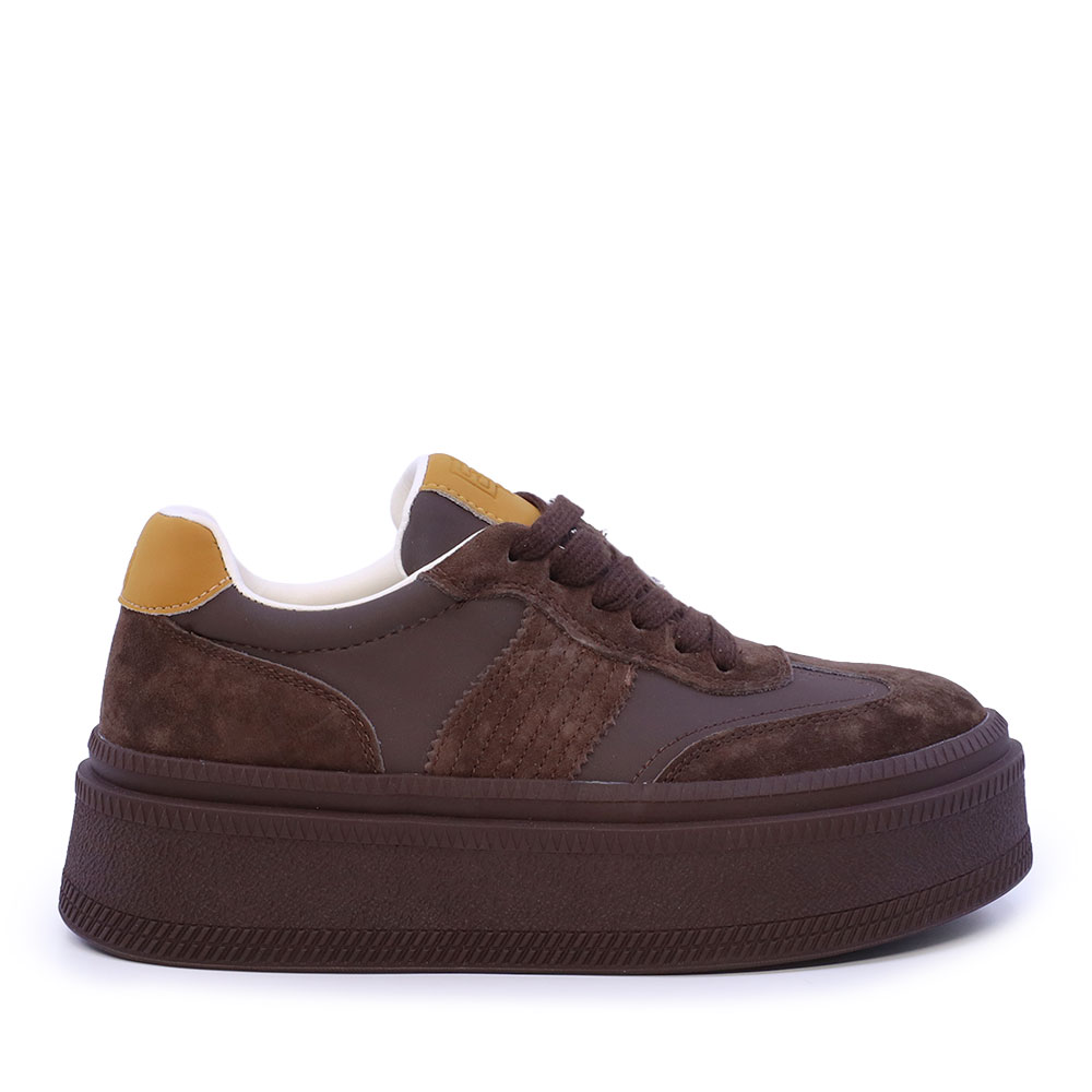 Adidasi femei Enzo Bertini maro din piele si textil 2132DP092VM