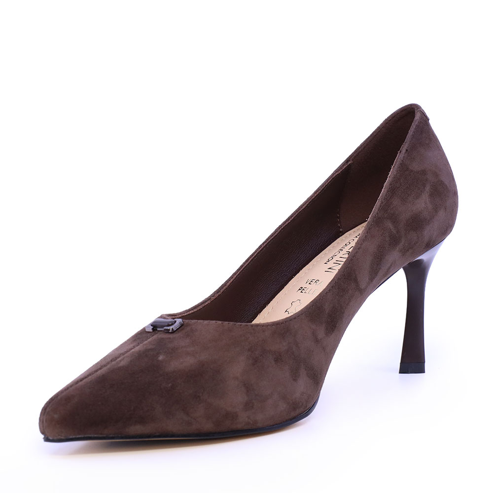 Pantofi stiletto femei Enzo Bertini maro din piele întoarsă   1392DP0124VM