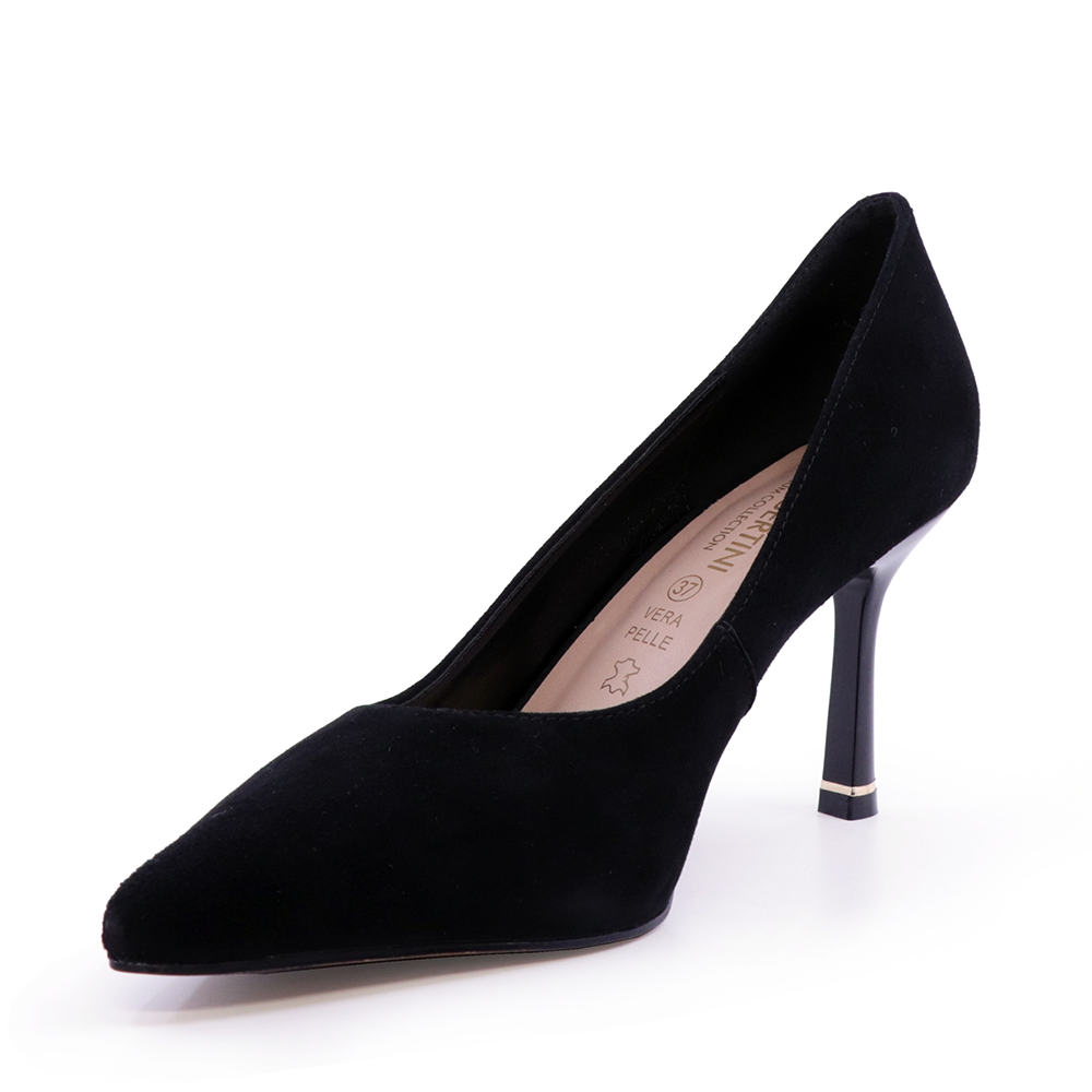 Pantofi stiletto femei Enzo Bertini negri din piele întoarsă 1129DP2339VN