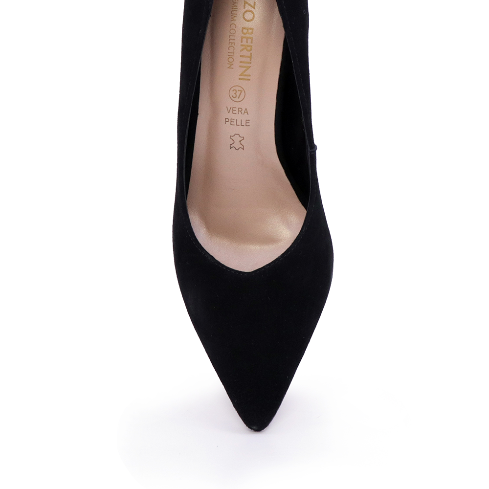 Pantofi stiletto femei Enzo Bertini negri din piele întoarsă 1129DP2339VN
