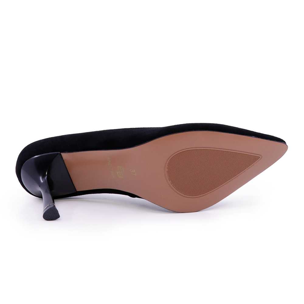Pantofi stiletto femei Enzo Bertini negri din piele întoarsă 1129DP2339VN