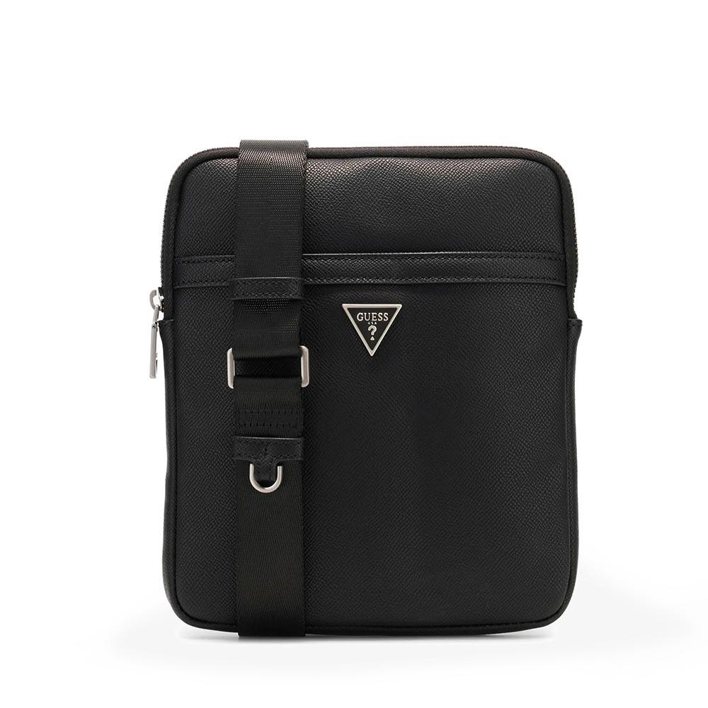 Guess Geantă crossbody bărbați Guess Milano neagră cu logo metalic 922BGEAHMMISLP6423N