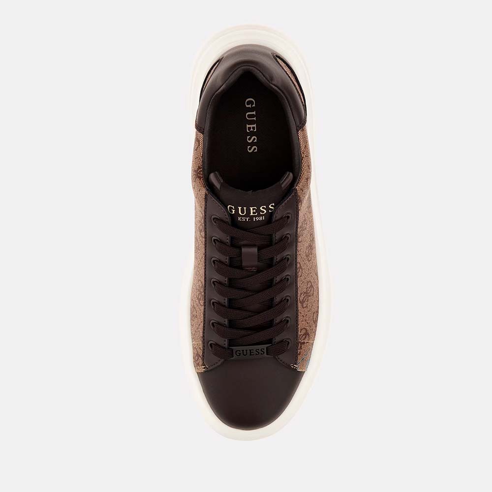 Sneakers bărbați Guess Elba maro din piele și sintetic 920BPFMFLBAFAB12M