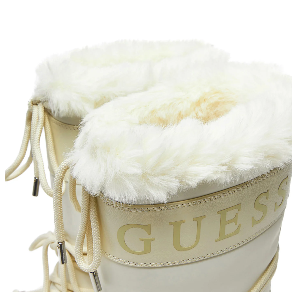 Cizme de iarnă femei Guess Undelo bej cu logo print 918DCFLFUELBE