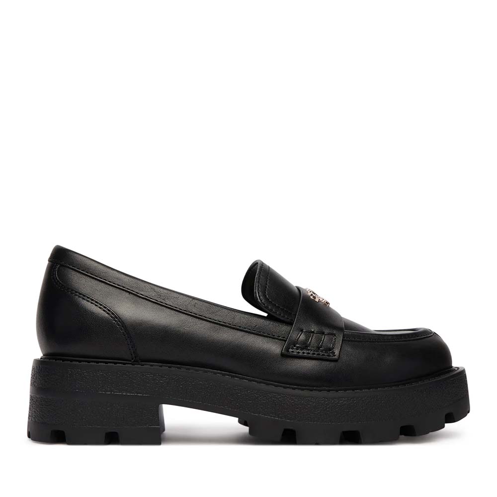Guess Pantofi tip loafer femei Guess Yamina negri din piele 912DPFLFYAMLEA14N