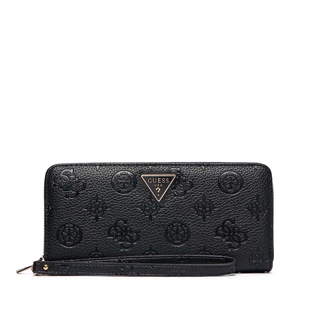 Portmoneu femei Guess Cresidia II SLG negru cu logo print 910DPUSWPD9888146N
