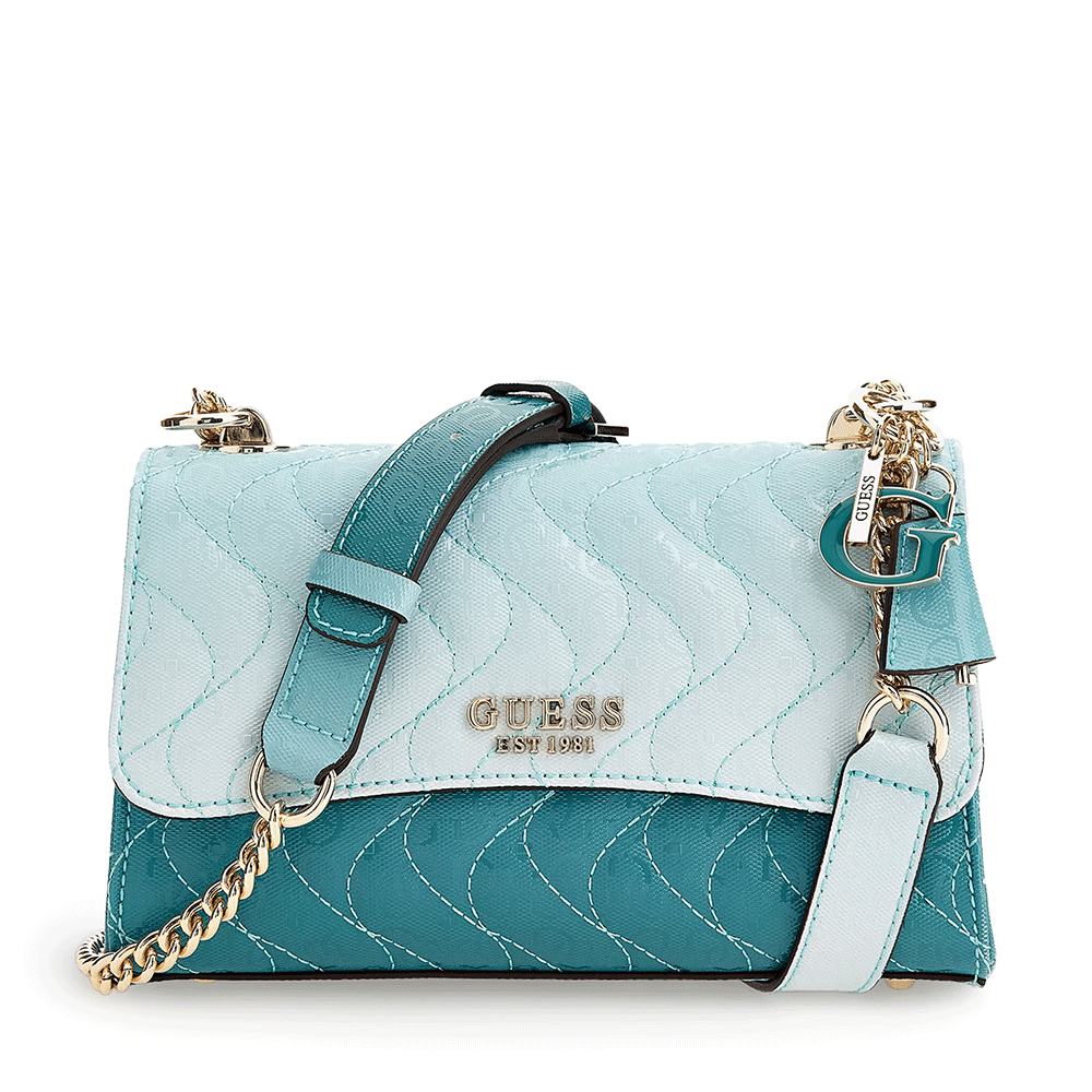 Guess Guess crossbody bag in torquoise faux patent leather