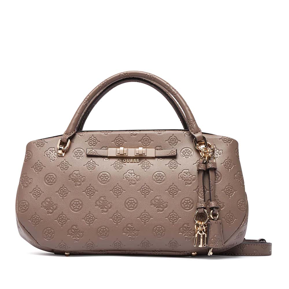 Poseta crossbody femei Guess Carmela taupe cu logo 912POSSHWPD2225200TA
