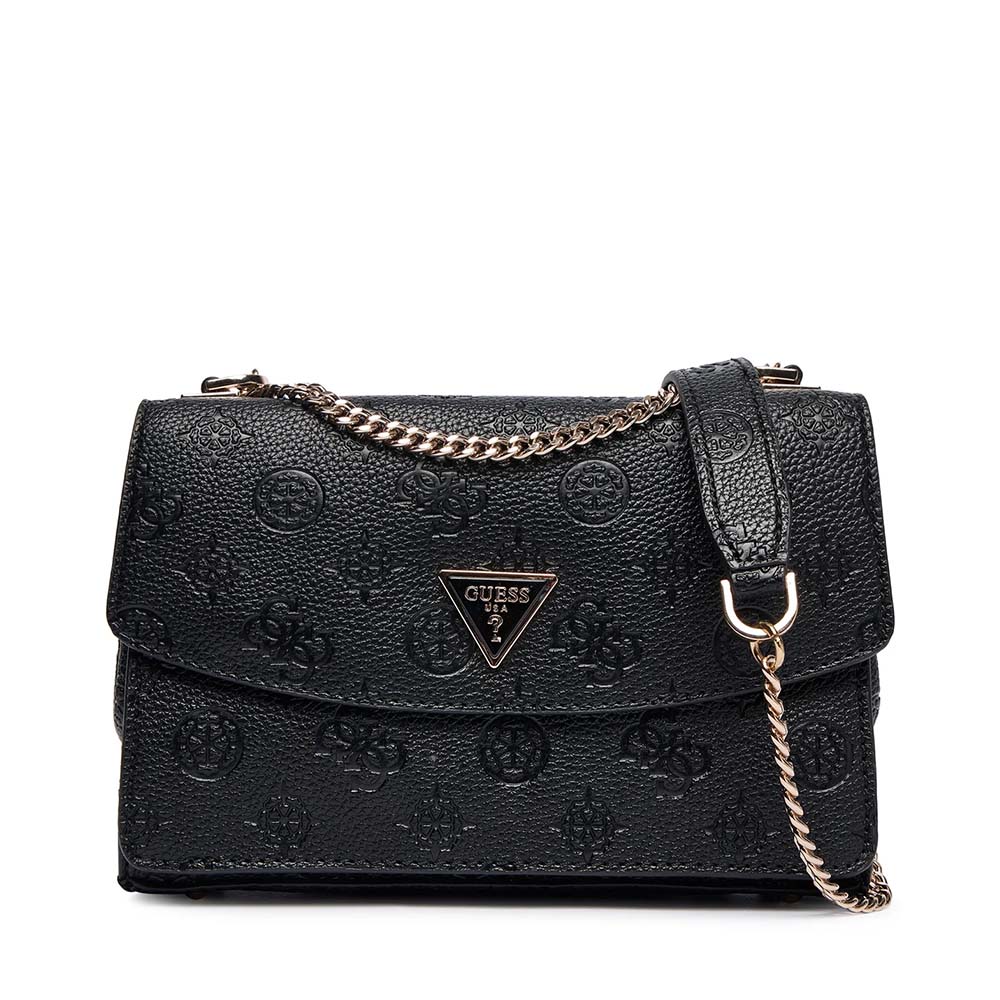 Poșetă crossbody femei Guess Cresidia II neagră cu logo print 910POSSHWPD9888210N