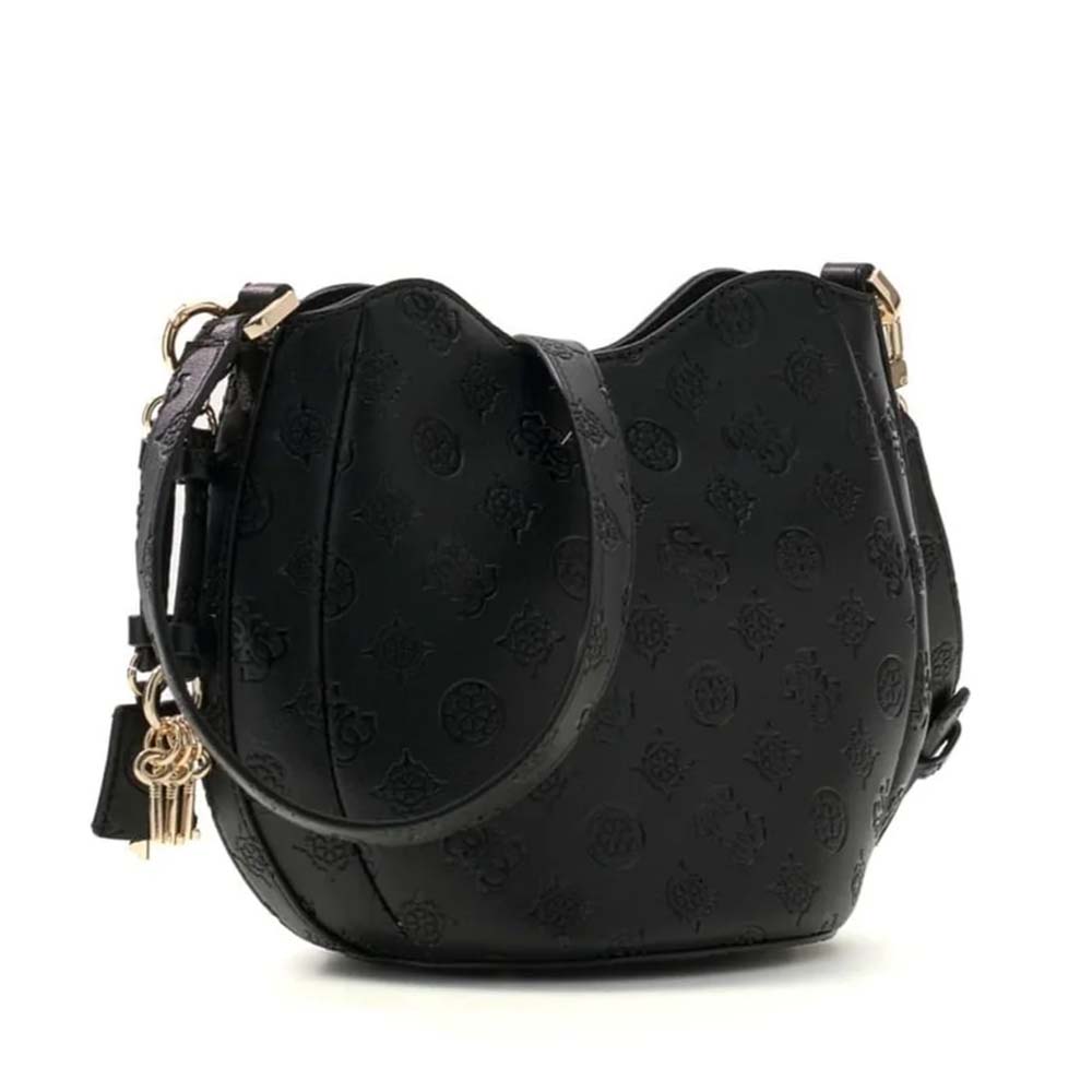 Poșetă tip bucket femei Guess Carmela neagră cu logo 912POSSHWPD2225030N — imaginea 2