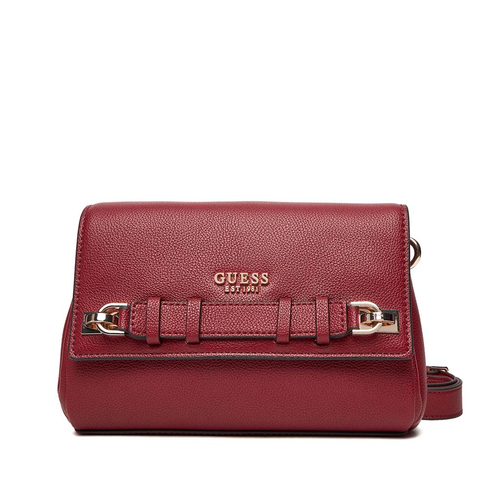 Poșetă crossbody femei Guess Gregoria Flap bordo cu logo 910POSSHWBG8546200BO