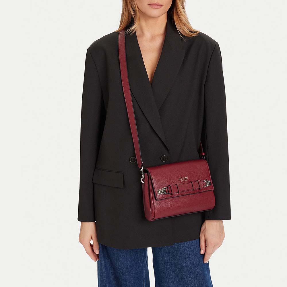 Poșetă crossbody femei Guess Gregoria Flap bordo cu logo 910POSSHWBG8546200BO - 1 | YEO