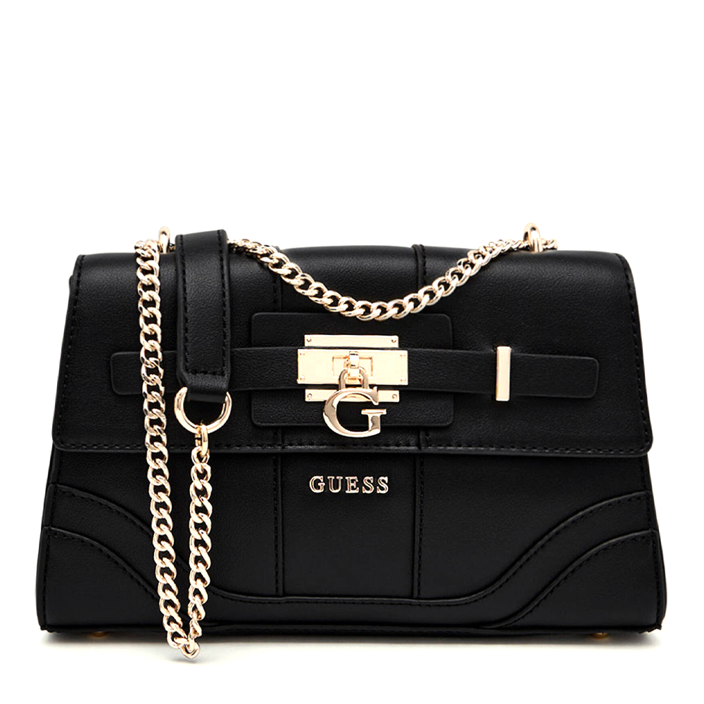 Poșetă crossbody femei Guess Greyson II Convertible neagră cu logo 910POSSHWBG9206210N