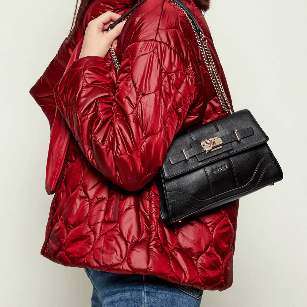 Poșetă crossbody femei Guess Greyson II Convertible neagră cu logo 910POSSHWBG9206210N - 1 | YEO