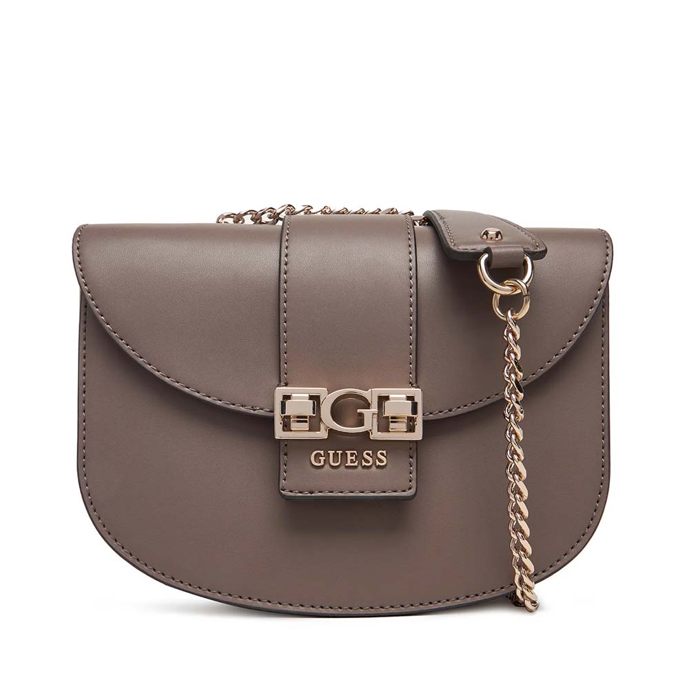 Poșetă crossbody femei Guess Jane Convertible taupe cu logo  910POSSHWVG9891210TA