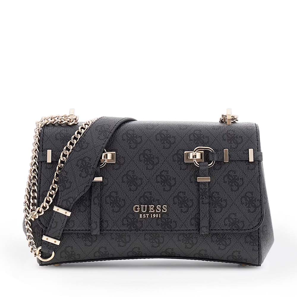Poseta crossbody femei Guess Leona Logo neagra 911POSSHWSG9917210N