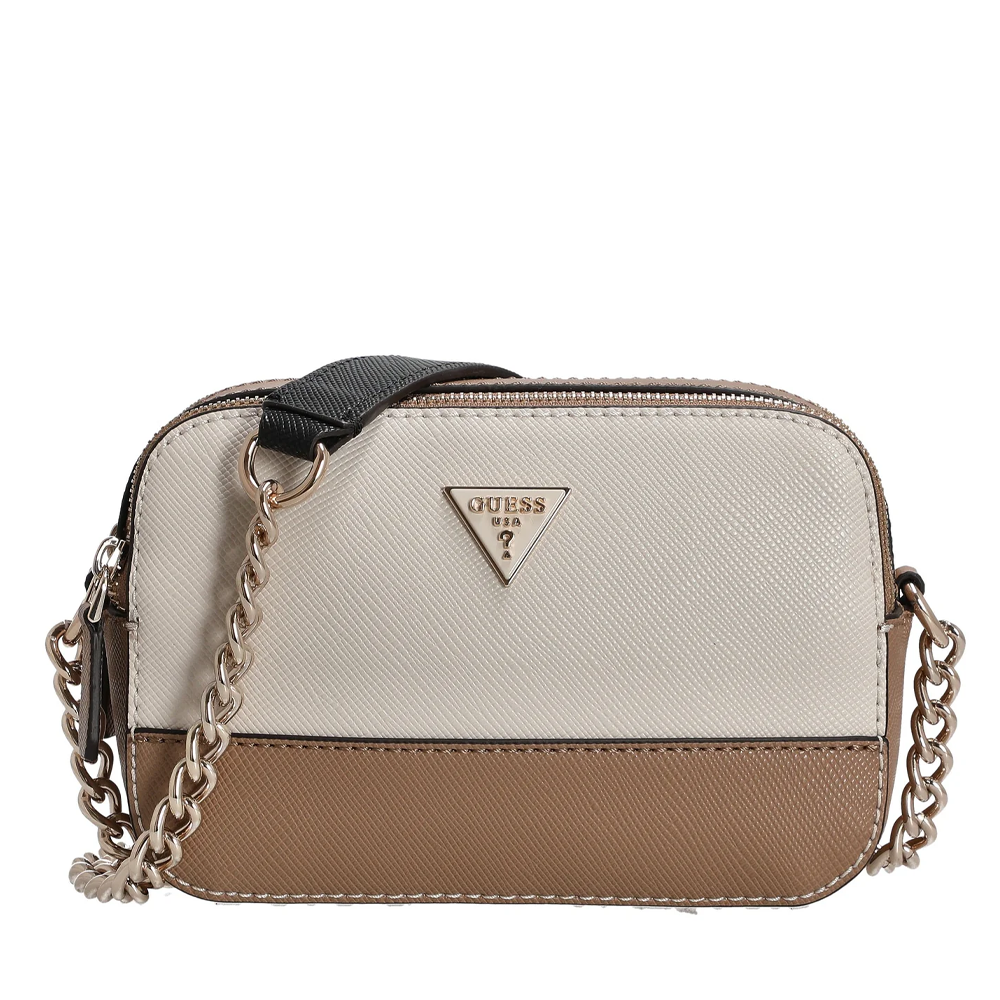 Poșetă crossbody femei Guess Noelle II taupe cu logo 910POSSHWZG9672140TA