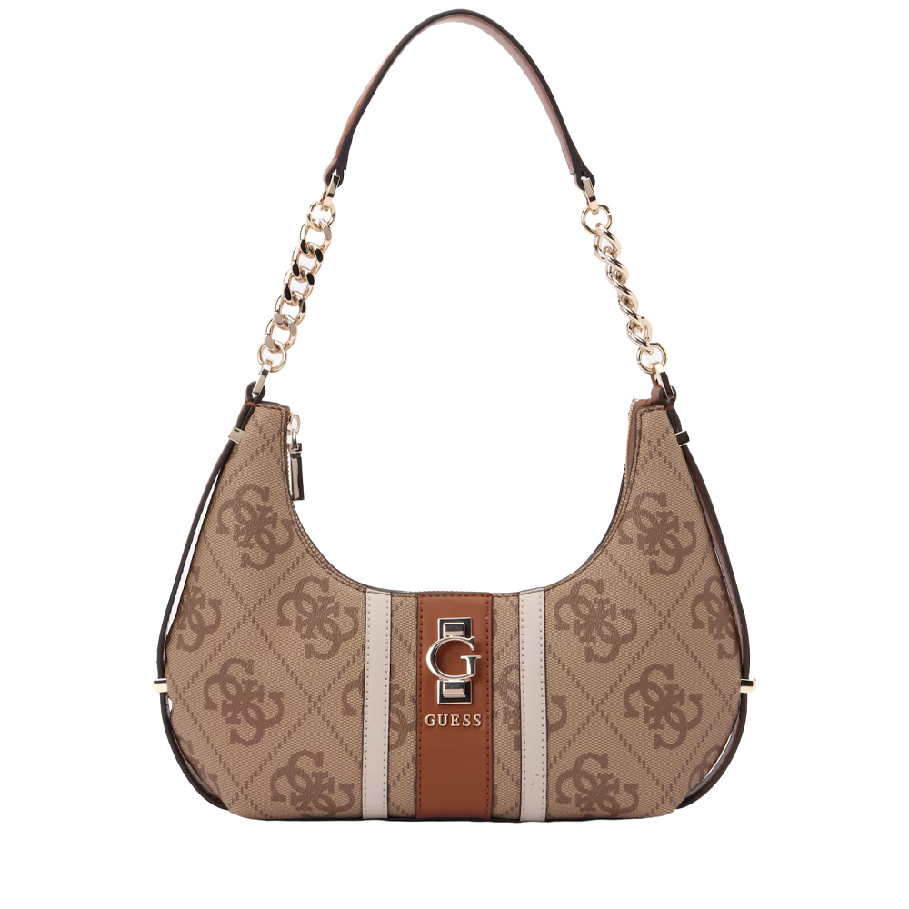 Poșetă hobo femei Guess Erenia cognac cu logo print 910POSSHWSO7838180CO