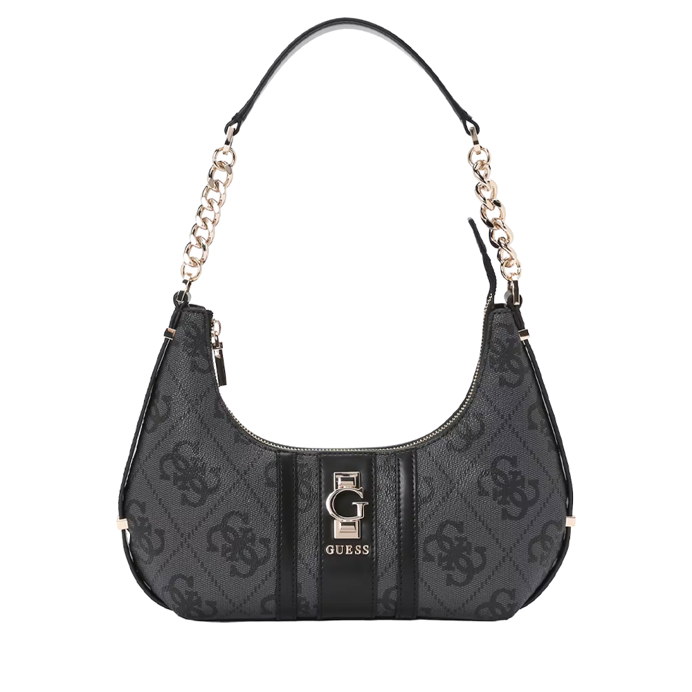 Poșetă hobo femei Guess Erenia neagră cu logo print 910POSSHWSO7838180N