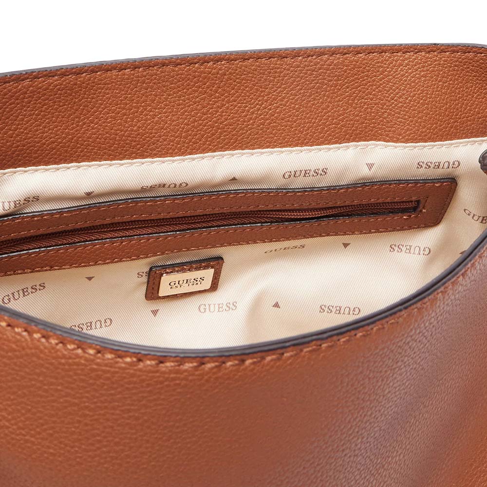 Poșetă satchel femei Guess Antonia cognac cu logo 912POSSHWBG2183210CO