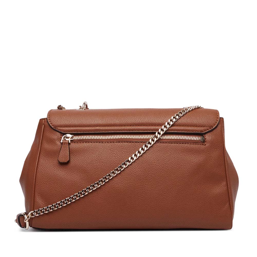 Poșetă satchel femei Guess Antonia cognac cu logo 912POSSHWBG2183210CO