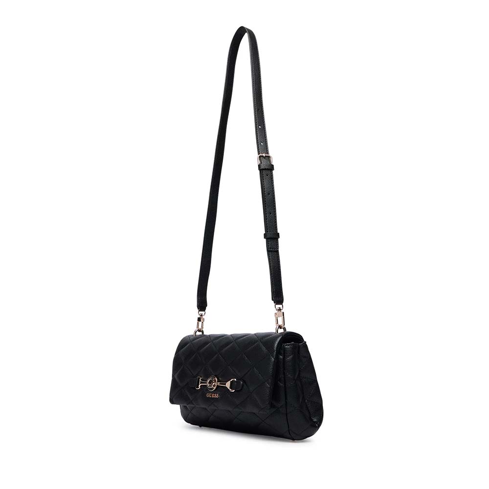 Poșetă satchel femei Guess Frances neagră cu logo 912POSSHWQG2241190N