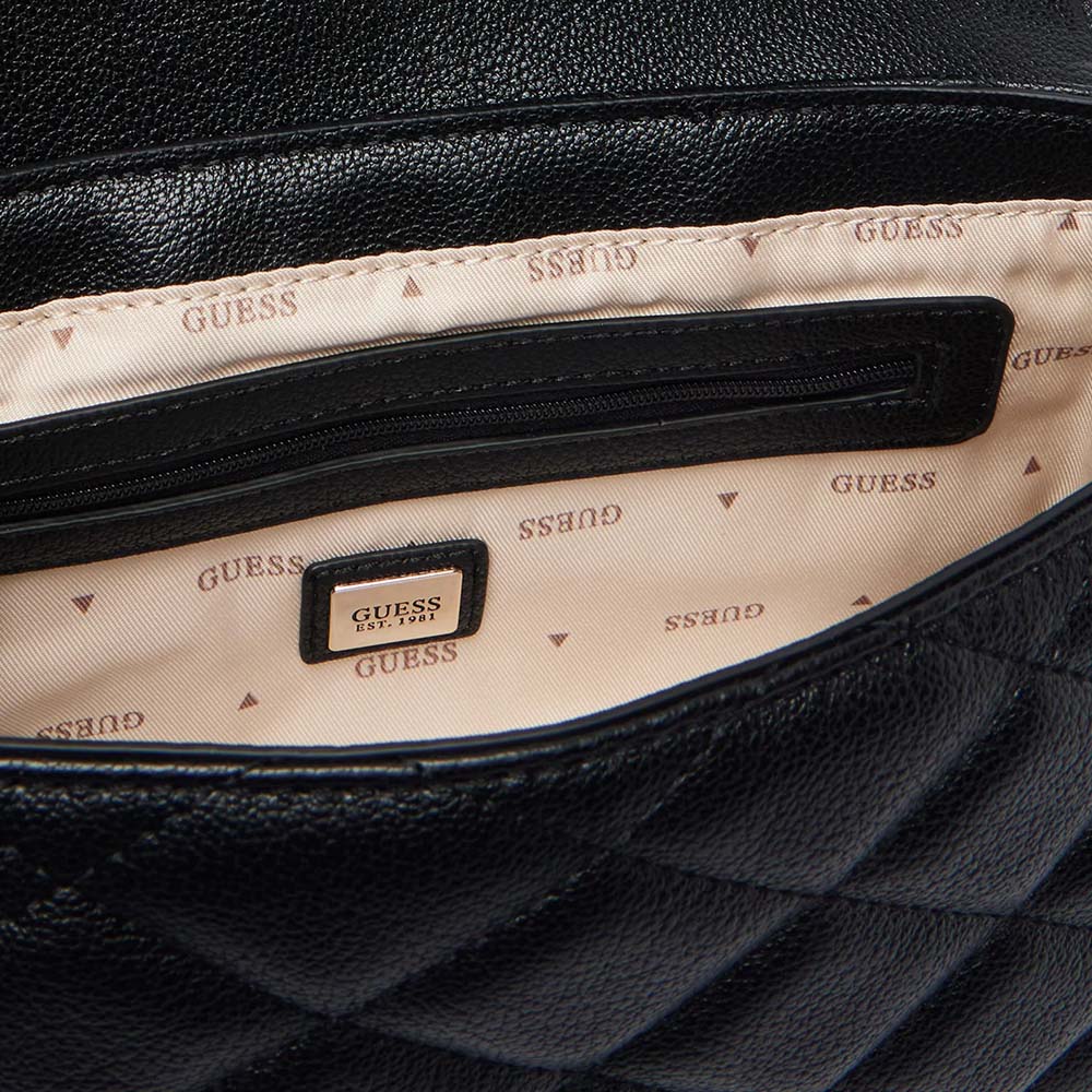 Poșetă satchel femei Guess Frances neagră cu logo 912POSSHWQG2241190N