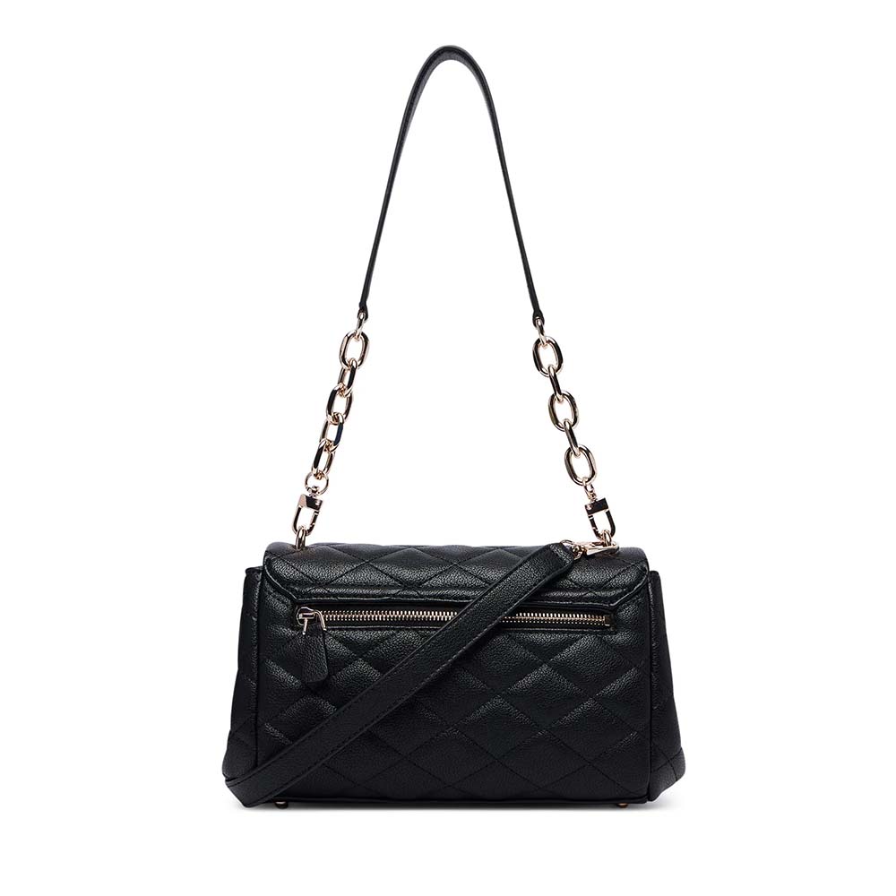 Poșetă satchel femei Guess Frances neagră cu logo 912POSSHWQG2241190N