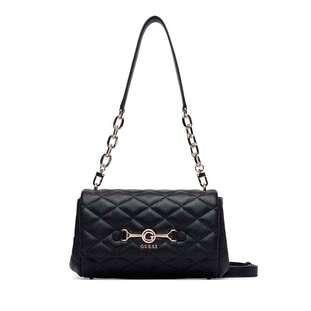 Guess Poșetă satchel femei Guess Frances neagră cu logo 912POSSHWQG2241190N