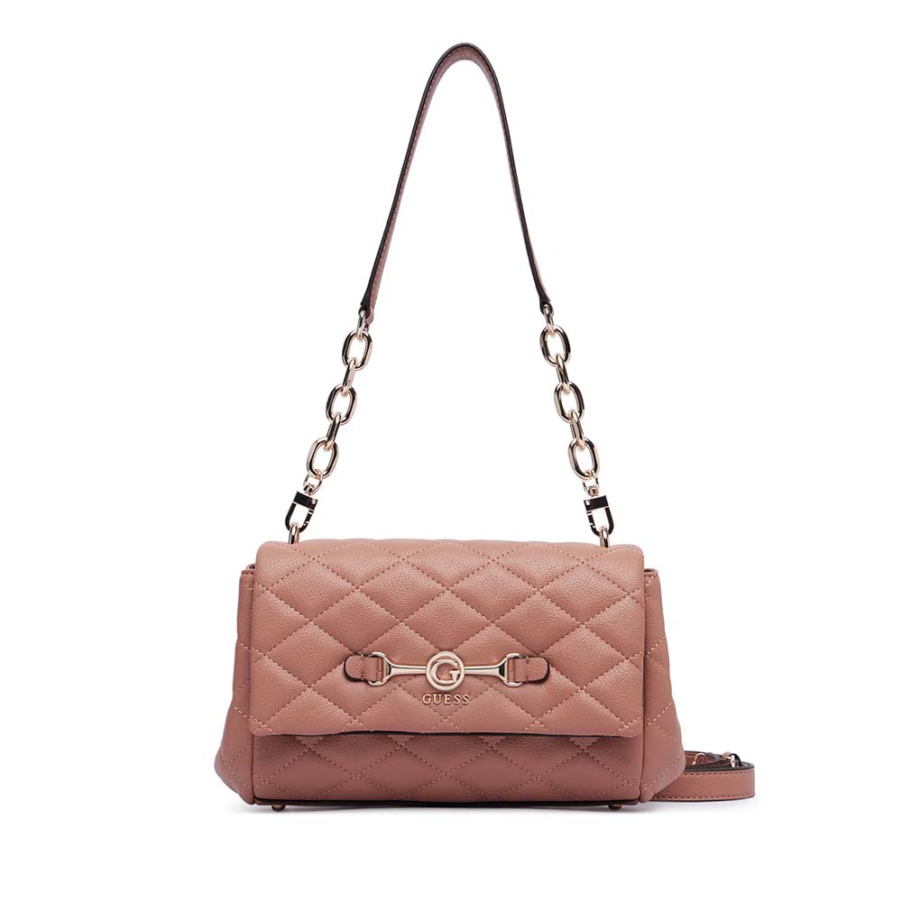 Poșetă satchel femei Guess Frances roz cu logo 912POSSHWQG2241190RO