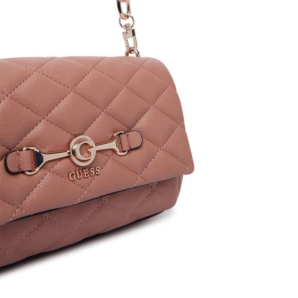 Poșetă satchel femei Guess Frances roz cu logo 912POSSHWQG2241190RO