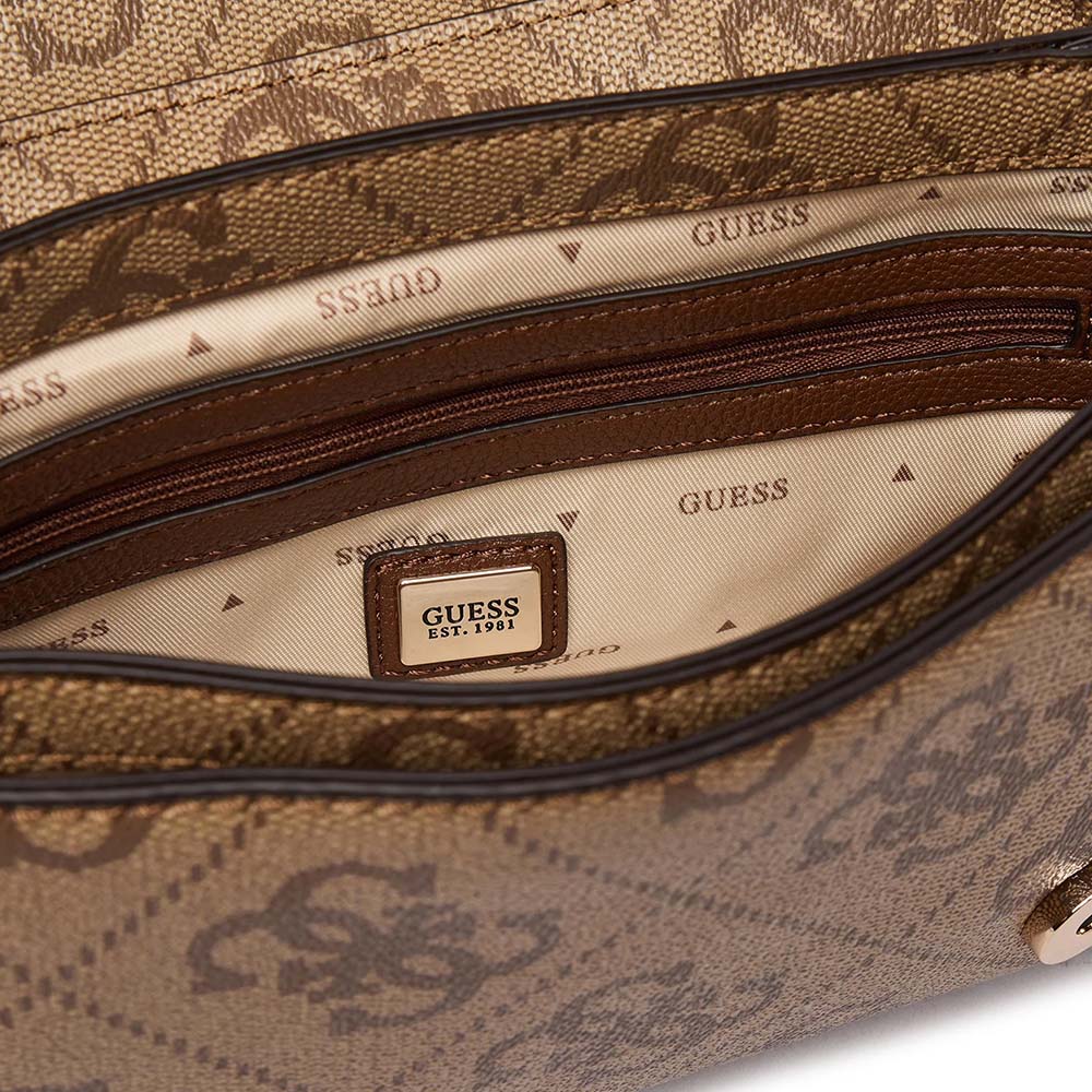 Poșetă satchel femei Guess Noelle II bej cu logo 912POSSHWSS9672210BE