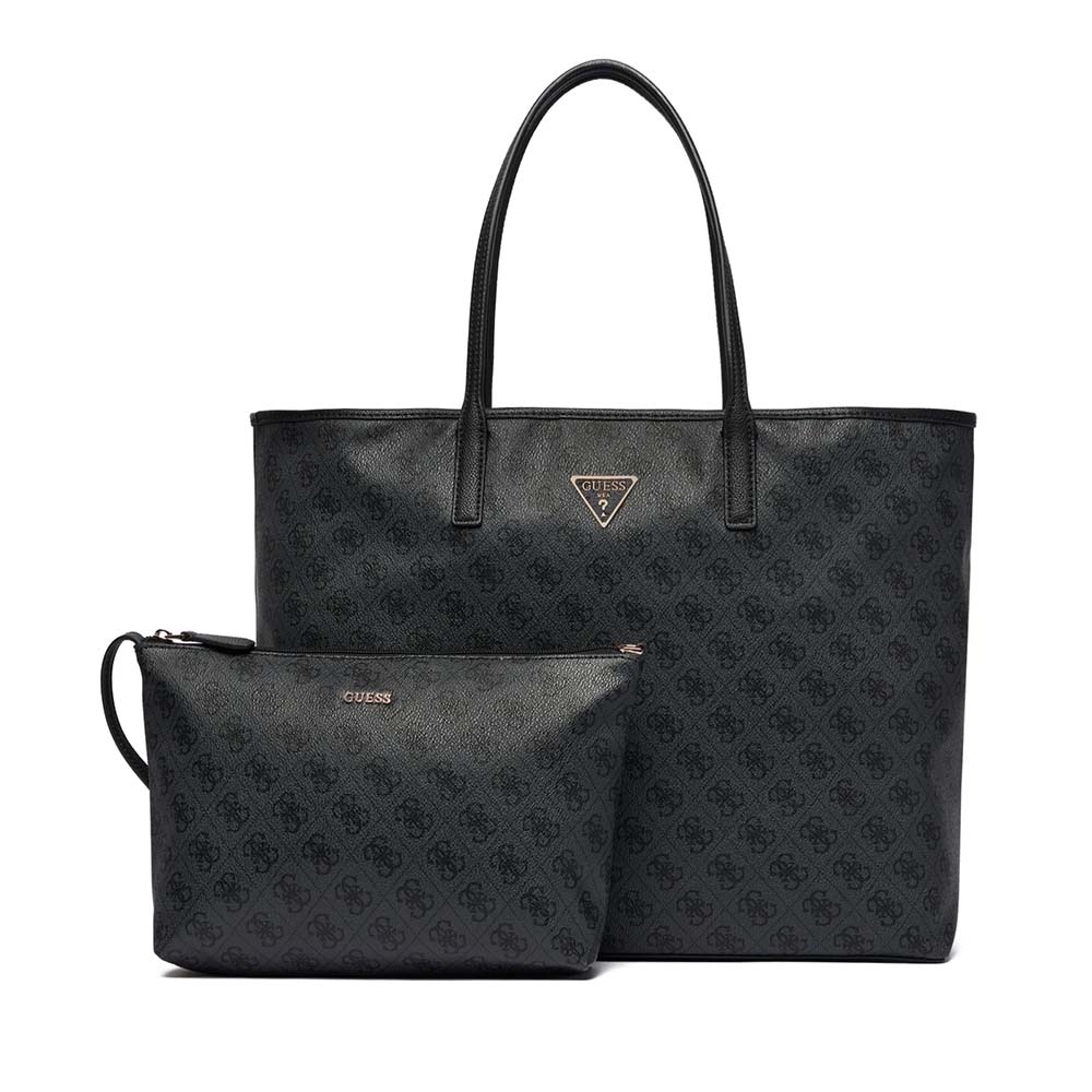 Poseta shopper femei Guess Victtoria neagra cu logo 912POSSHWESG951429N