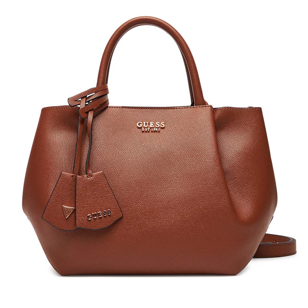 Poșetă tote femei Guess Amorette cognac cu logo 910POSSHWBG7898060CO