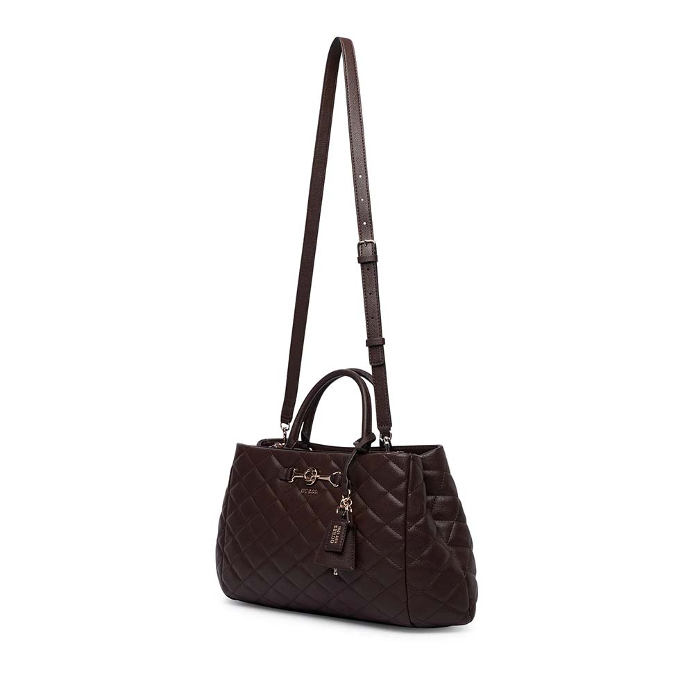 Poșetă tote femei Guess Frances maro cu logo 912POSSHWQG2241060M