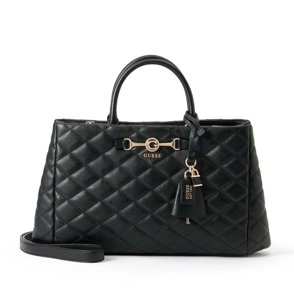 Guess Poșetă tote femei Guess Frances neagră cu logo 912POSSHWQG2241060N