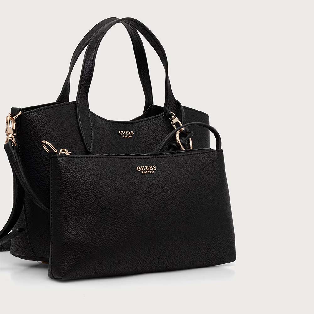Poșetă tote femei Guess Melody neagră cu logo 912POSSHWBG9735060N
