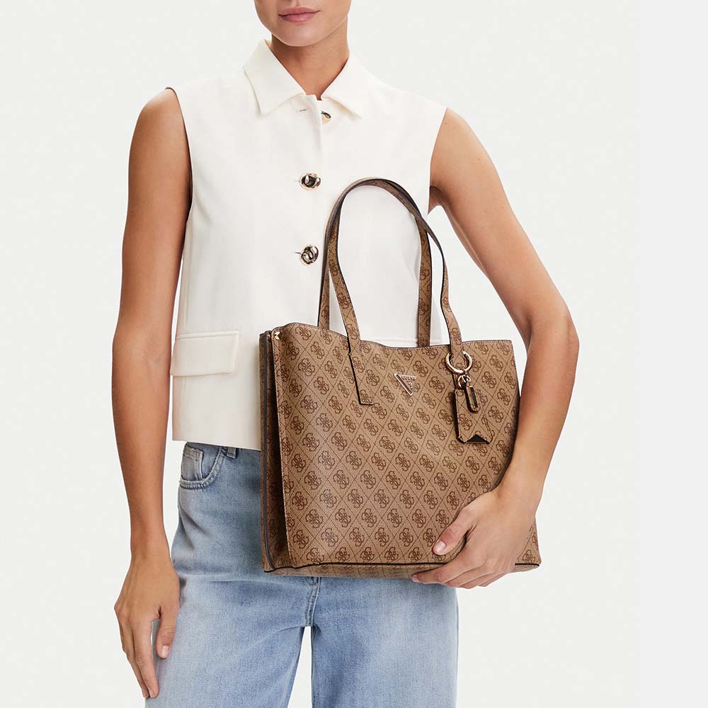 Poșetă tote femei Guess Meridian bej cu logo 912POSSHWSG6974230BE — imaginea 2