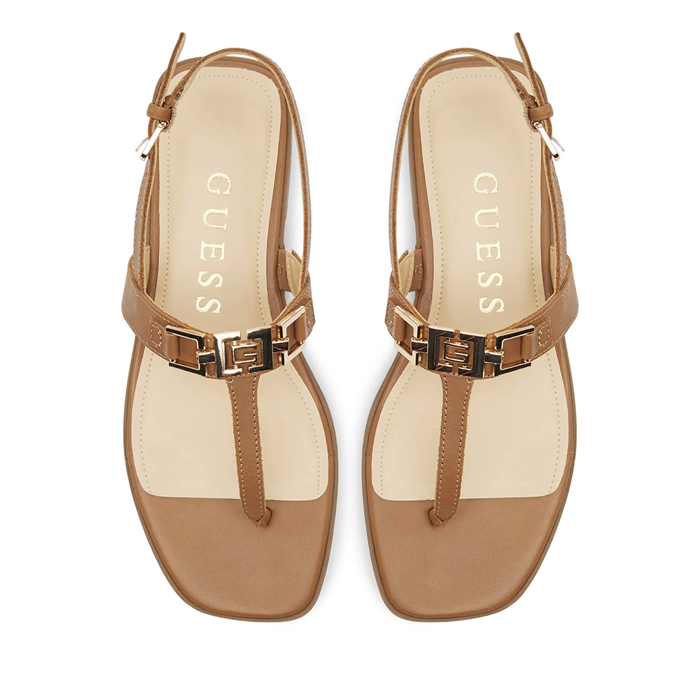 Sandale femei Guess Reality cognac din piele 919DSFLJRELCO