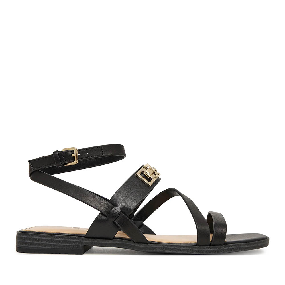 Sandale femei Guess Rula negre din piele 911DSFLJRULN