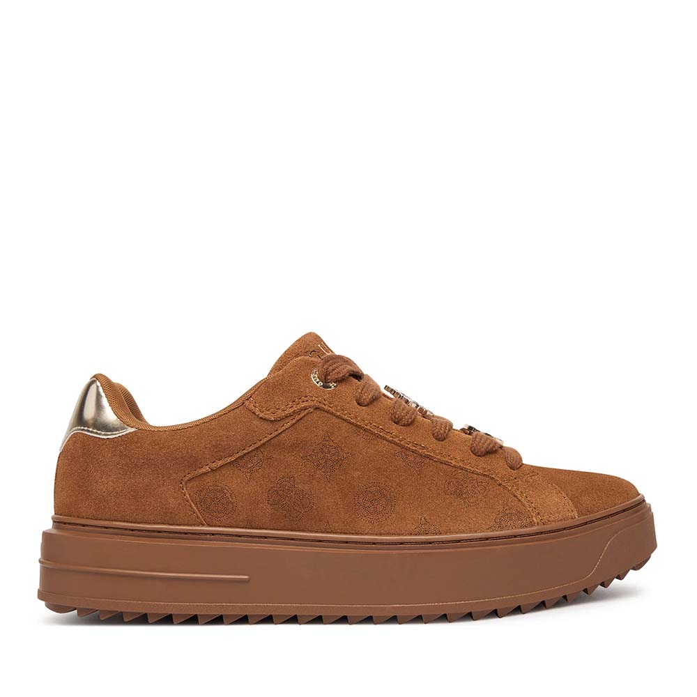Sneakers femei Guess Duena cognac din piele întoarsă 912DPFLFDU2SUE12VCO