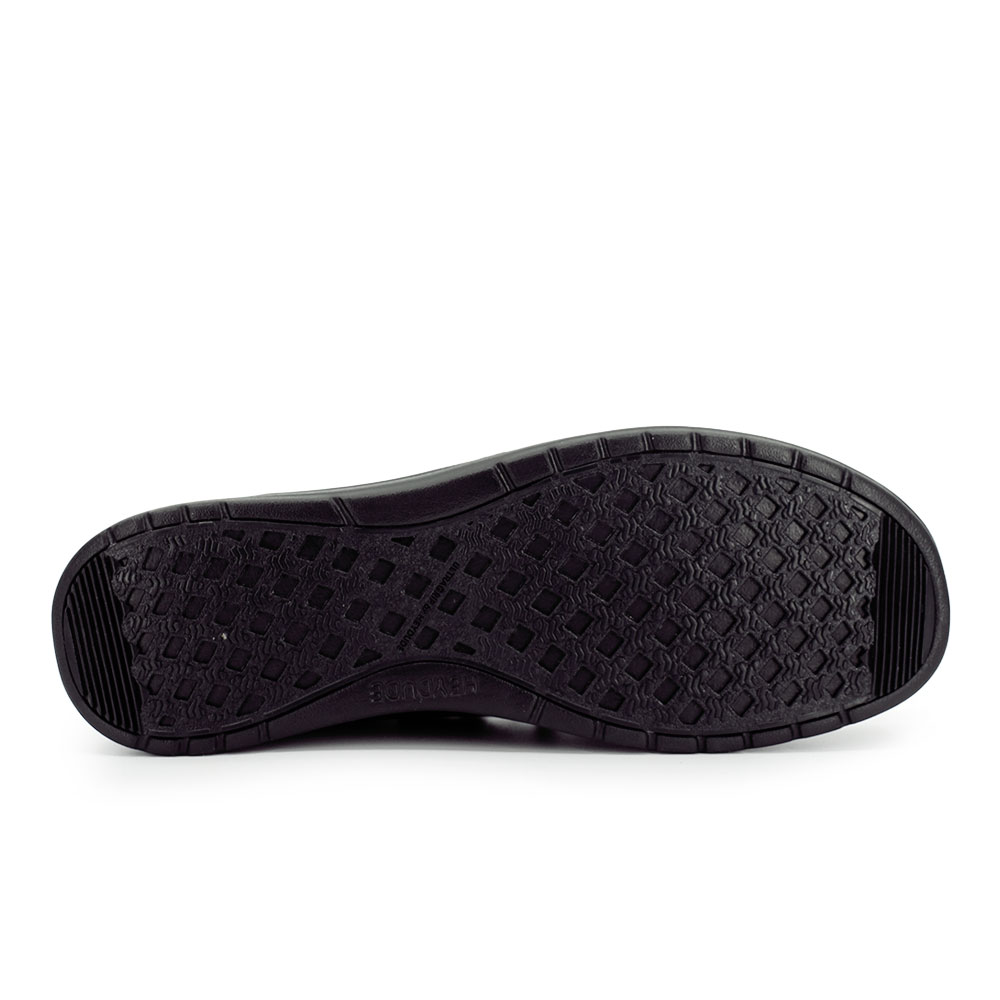 Ghete cu siret tip mocasini bărbați Hey Dude Wally Mid GripR Leather negre 3092BG45161N