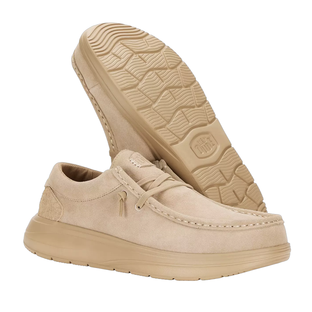 Mocasini ușori bărbați HeyDude Wally Comf bej din piele întoarsă 3091BM41975VBE - imagine 2