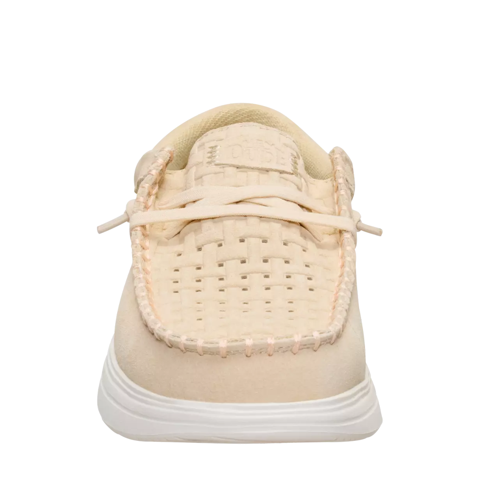 Mocasini ușori femei Hey Dude Wendy Comf Suede bej din piele întoarsă 3091DPF45213VBE