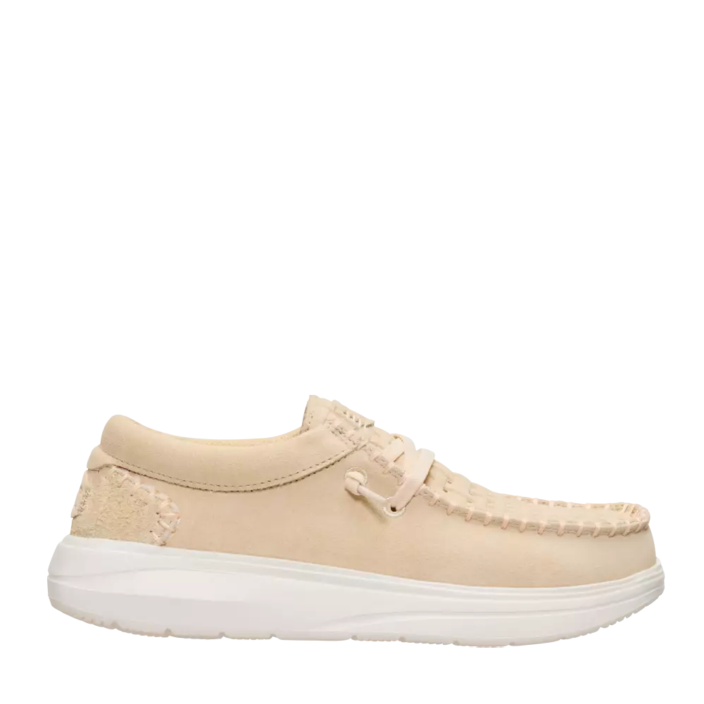 Mocasini usori femei Hey Dude Wendy Comf Suede bej din piele intoarsa 3091DPF45213VBE