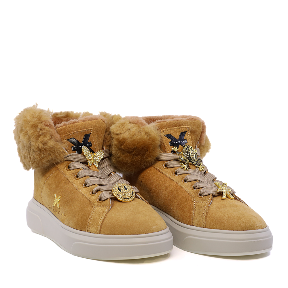 Sneakers high top îmblăniți femei JOHN RICHMOND cognac din piele întoarsă  2260DG29009VCO - 1 | YEO