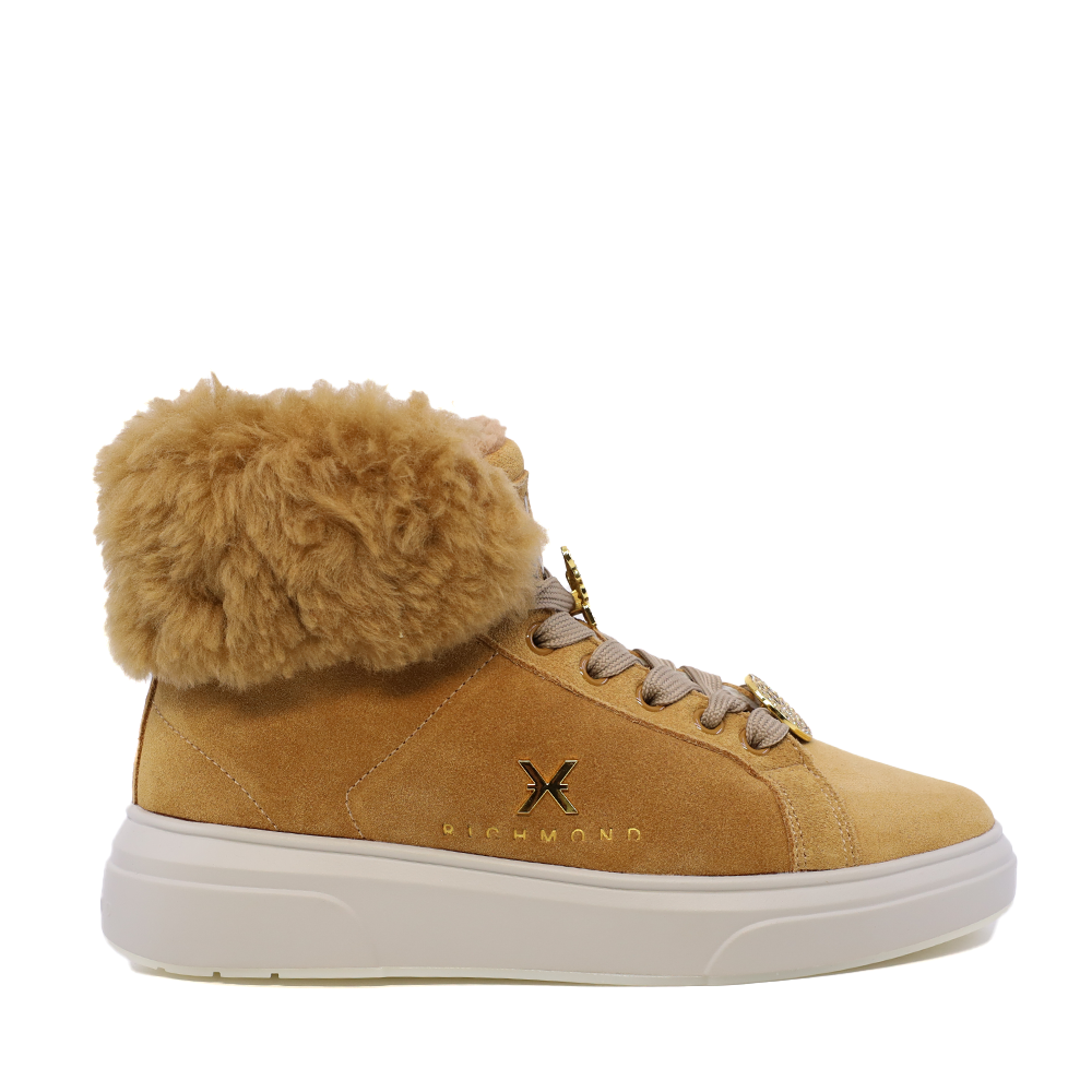 Sneakers high top îmblăniți femei JOHN RICHMOND cognac din piele întoarsă  2260DG29009VCO