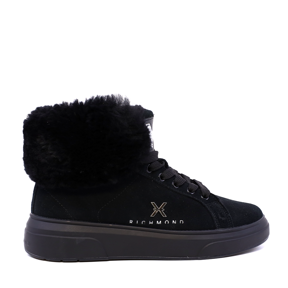 Sneakers high top îmblăniți femei JOHN RICHMOND negri din piele întoarsă 2260DG29009VN