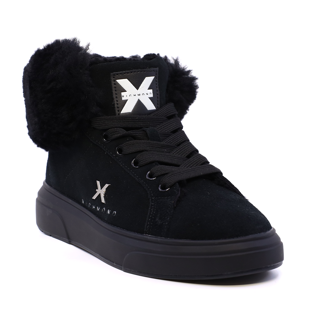 Sneakers high top îmblăniți femei JOHN RICHMOND negri din piele întoarsă 2260DG29009VN - 1 | YEO